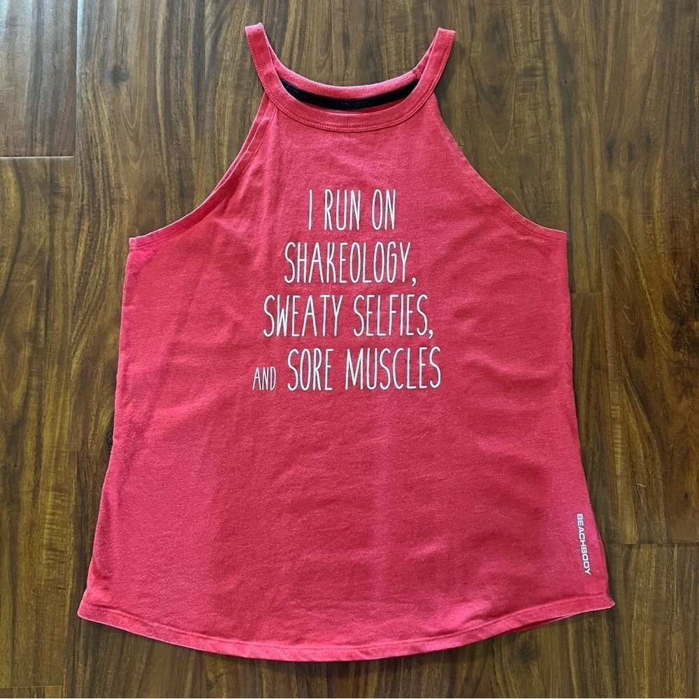 Beachbody Work Out High Neck Tank Top size medium Light Red Color